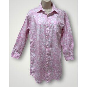 LRL Ralph Lauren S Nightgown Pink Rose 100% Cotton Nightshirt Sleepshirt Floral